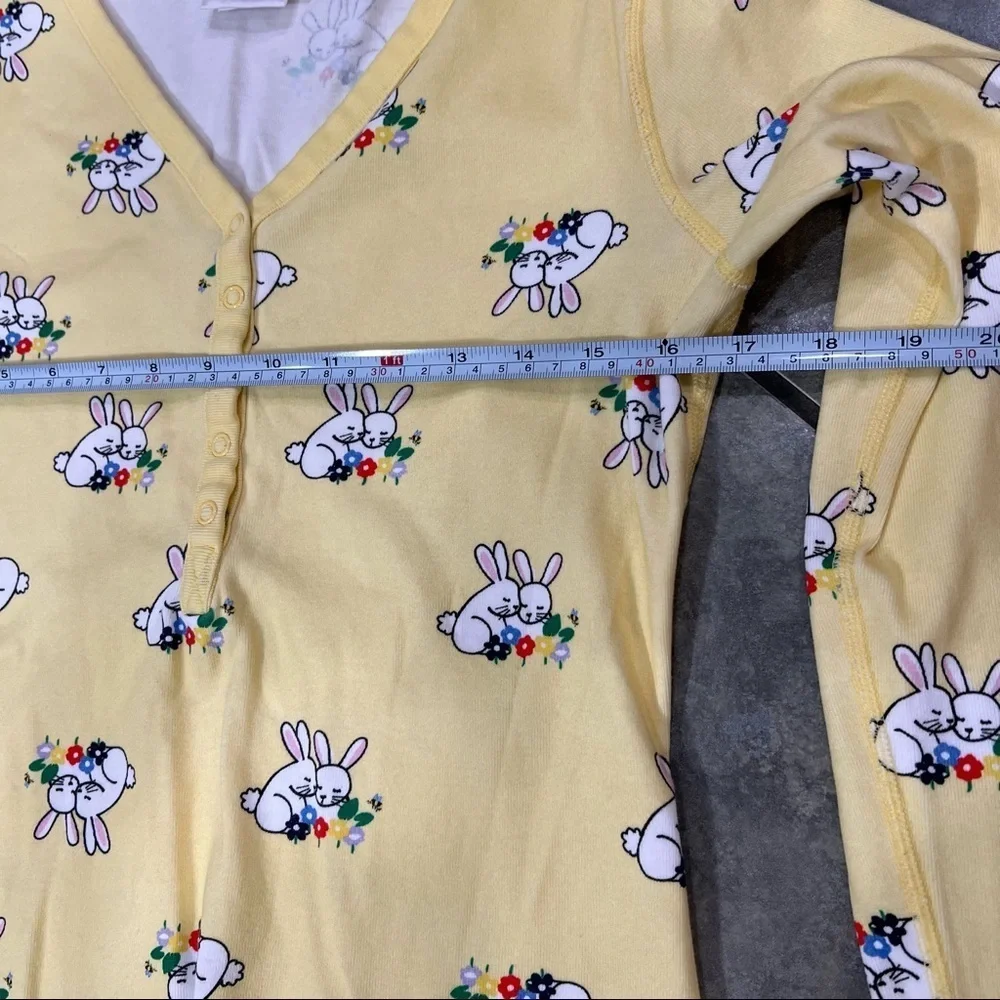 Hanna Andersson Pajama PJ Set Bunnys Girls Sz M Yellow Rabbits Cotton Comfy EUC